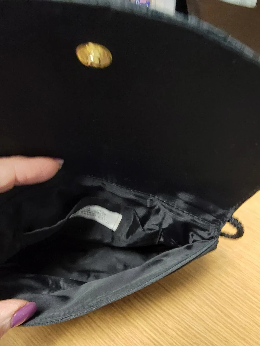 Black Crossbody Evening Bag with Gold Studs